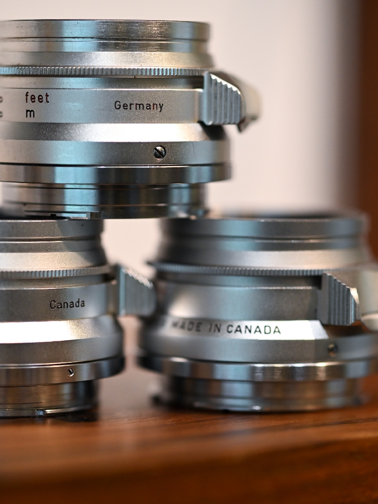 Leica Summicron 35mm 8-element lens barrels engraved Germany, Canada and Made in Canada